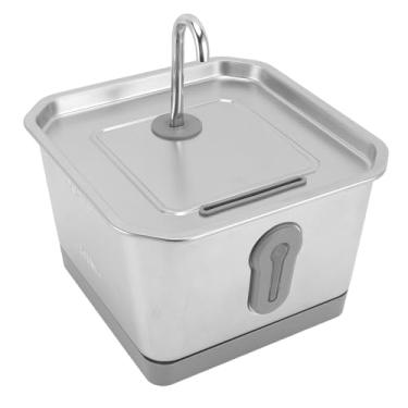 Imagem de GLOGLOW Fonte 3,5L Fonte de água de Gato, Silencioso Aço Inoxidável Pet Water Footin