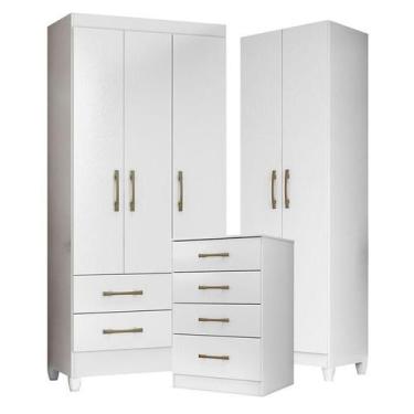 Imagem de Guarda Roupa Infantil Lima com Cômoda MS913 e Armário Multiuso New Íri