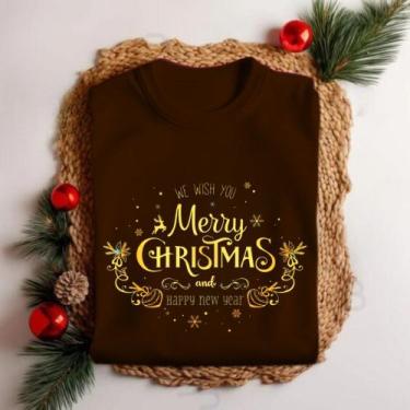 Imagem de Camiseta Unissex Natal We Wish You Merry Christmas Festa Personalizada