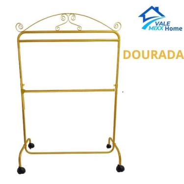 Imagem de Arara Dupla Vintage Com Rodinhas 100cm Para equipar sua loja ou seu cl