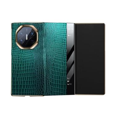 Imagem de LYJSMGZ Capa de couro para Huawei Mate XT, capa de janela de visualização de textura de pele de crocodilo função proteção da câmera capa de negócios, verde, mate XT