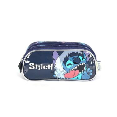 Imagem de Estojo Escolar Triplo Luxcel Stitch Crazy Azul Marinho