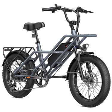 Imagem de Bicicleta Elétrica de Pneus Largos para Adultos 20" 1200W Mountain Ebike para Comutar Fora de Estrada 7 Velocidades com Assistência de
