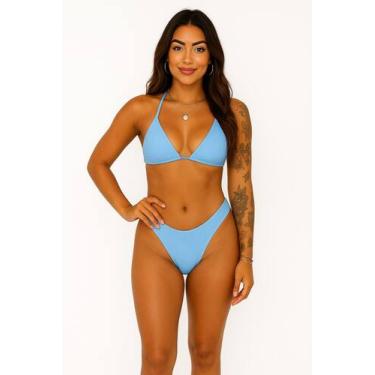 Imagem de Biquíni Cortininha Asa Delta Marquinha Verão P ao GG - TRIBO MODA, Azu
