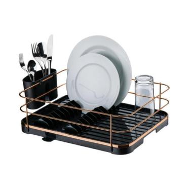 Imagem de Escorredor de loucas rose com bandeja preta coletora - future