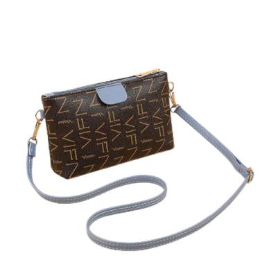 Imagem de Bolsas transversais modernas para mulheres - Bolsa quadrada pequena com impressão digital para mulheres, bolsa de moedas de outono casual para telefone, Preto, azul, Large, Preto-azul