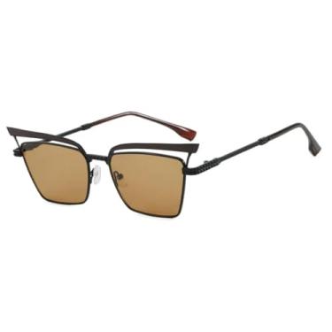 Imagem de Óculos de sol de luxo estilo olho de gato, feminino, design retrô, moderno, casual, masculino, UV400 (preto, marrom)