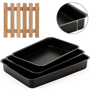 Imagem de Jogo Assadeira Alta 03 Peças Antiaderentes + Descanso Panela