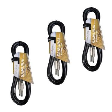 Imagem de Kit 3 Cabo P10 X P10 5M Instrumento Samurai Roxtone