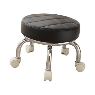 Imagem de Baoblaze 360° Rotating Low Roller Seat Stool Polia Banco Baixo Adultos Rodízios Giratórios Banco Preguiçoso para Trabalhos Domésticos para Salões Sala de Estar, Preto