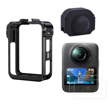 Imagem de UnisonPet Capa de metal para acessórios DJI Osmo 360, gaiola de câmera de alumínio com suporte de expansão múltipla, moldura protetora com trava de segurança Osmo360 com tampa de lente