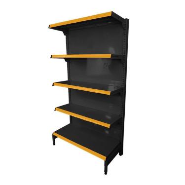 Imagem de Gôndola Prateleira Preta 5 Níveis 40x30 New Plus 1,70 Parede Inicial Pe Amarelo - Sa Gôndolas