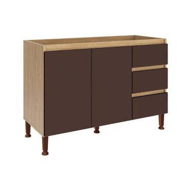 Imagem de Balcão De Cozinha Rebeca C- 2 Portas E 3 Gavetas S- Tampo 120cm Mel-avelã - Movelbento