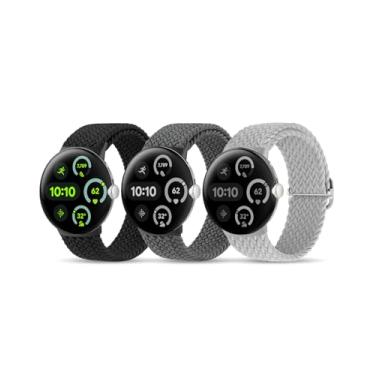 Imagem de BlackPro Pulseiras de nylon compatíveis com Google Pixel Watch/Google Pixel Watch 2/Pixel Watch 3 de 41 mm para mulheres e homens, pulseiras trançadas elásticas ajustáveis com conector atualizado para