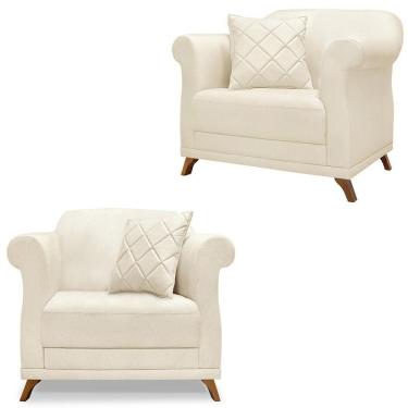 Imagem de Kit 2 Poltronas Decorativas Retro Polo Linho Perola Ezz Perola