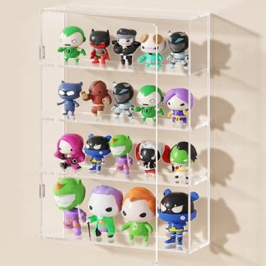 Imagem de WINKINE Prateleira de exibição grande compatível com Funko Pop OOB padrão, estojos flutuantes de acrílico montados na parede, caixa transparente para colecionáveis, brinquedos, suporte de figura, 4