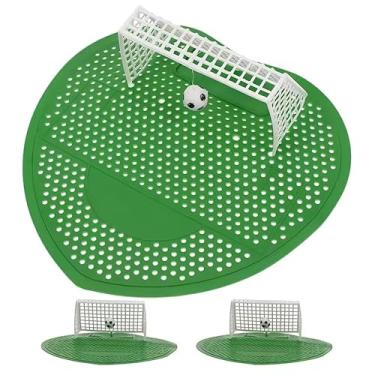 Imagem de Pacote com 2 mini filtro de mictório para vaso sanitário masculino malha de plástico futebol futebol forma criativo banheiro mictório vaso sanitário