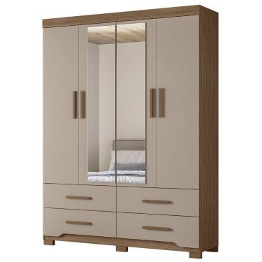 Imagem de Guarda Roupa Casal 160cm Com Espelho Cancum Carvalho/fendi Z17 - Mpozenato