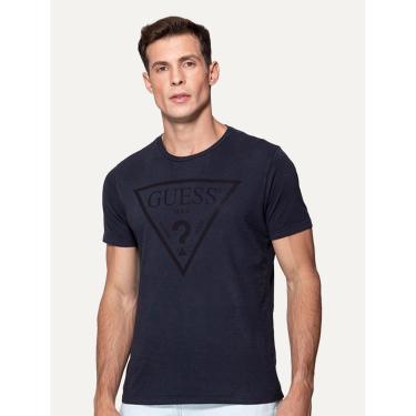 Imagem de Camiseta Guess Masculina Full Black Logo Print Azul Marinho-Masculino