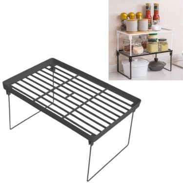 Imagem de Estante Empilhavel Dobravel Sapateira Multifuncional Porta Objetos Ajustavel Cozinha Pia Banheiro Armario Cinza