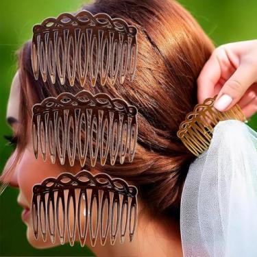 Imagem de 3 Pentes laterais de cabelo francês, conjunto de acessórios de pente de cabelo feminino, pente decorativo de plástico, grampos de cabelo, véu de casamento de noiva, pentes de cabelo para vários