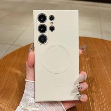 Imagem de Capa magnética de silicone para Samsung Galaxy S25 S24 S23 S22 S21 Ultra Plus S25 Fe, capa macia de TPU à prova de choque (para Galaxy S23+/Branca)