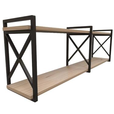 Imagem de Prateleira Estilo Industrial 115x20cm com Madeira Maciça(PRATELEIRA115 COM X)