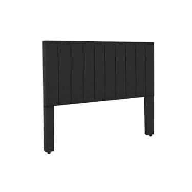 Imagem de Cabeceira de Cama box com pé Ibiza Vazada em Linho/Courino ou Suede - Decoração de quarto ideal para o Brasil(Suede Preto,Queen 1,60)