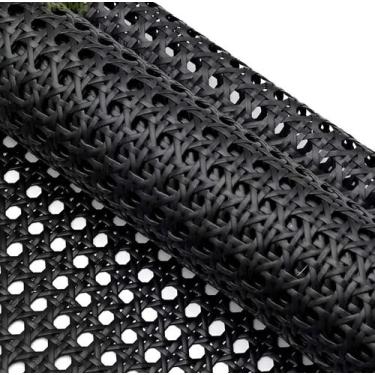 Imagem de Palha Indiana Sintét Sextavada Rattan Preta Branca 0,50X0,50 - Decoral