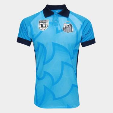Imagem de Camisa Polo Santos Masculina - SPR, Azul turquesa, GG