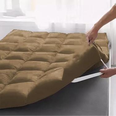 Imagem de Pillow Top Casal 400 Fios Protetor de Colchão com Elástico – Microppercal Macio Extra Espesso 5cm Lavável para Cama Casal Queen King (Avela,Solteiro)