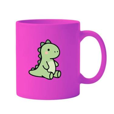 Imagem de Caneca de Cerâmica Branca com Dinossauro Verde, Design Kawaii, Tema Infantil (3, Roxo, Grande)