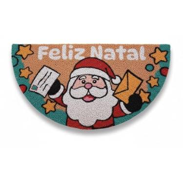 Imagem de Tapete Entrada de porta Emborrachado Meia Lua Papai noel Cartas