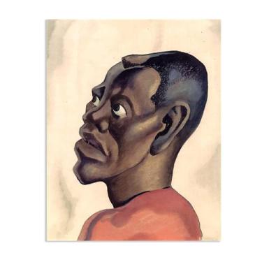 Imagem de Zeichn8u Thomas Hart Benton Paintings Wall Art Negro Head Classic Art Reproduções de Thomas Hart Benton Pôster em tela para sala de estar decoração de parede de casa 50 x 40 cm (20 x 16 polegadas) sem