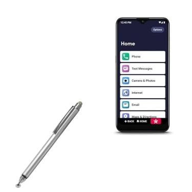 Imagem de Caneta Stylus para Jitterbug Smart3 (Caneta Stylus da BoxWave) - Caneta Stylus capacitiva DualTip DualTip, ponta de disco de fibra capacitiva Stylus para Jitterbug Smart3 - prata metálica