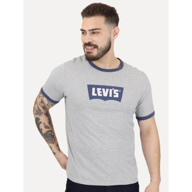 Imagem de Camiseta Levis Masculina Standard Ringer Azul Cinza Mescla-Masculino
