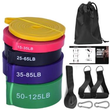 Imagem de Conjunto de Bandas Assistência Pull Up Látex Banda Treino Exercício para Treinamento em Academia Casa Fitness com Fivela Porta Esponja Alças Manual Bolsa Tela On the Go