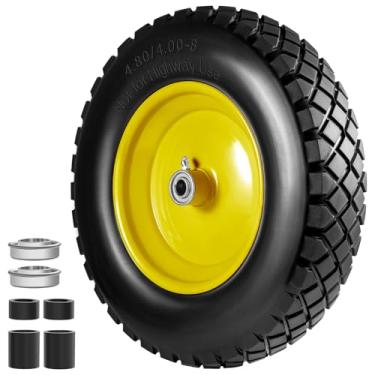 Imagem de Pneu de 4,80/10.2-20.3 cm sem pneu e roda plana 40.6 cm, pneu de carrinho de mão sólido com rolamentos de 5/20.3 cm e 3/10.2 cm cubo centralizado de 7.6 cm, 35.6 cm-40.6 cm pneus de carrinho de mão de