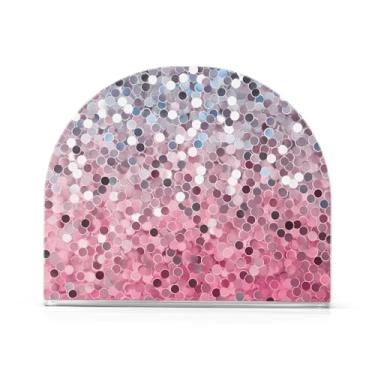 Imagem de Porta-guardanapos de cozinha com glitter rosa roxo dourado prateado, 1 pacote, porta-guardanapos para banheiro, porta-guardanapos com peso