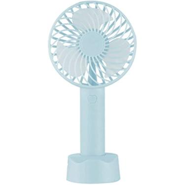 Imagem de AEWFRRV USB pequeno ventilador portátil pequeno ventilador portátil de carregamento USB dormitório ventilador silencioso mesa de escritório grande vento (cor: rosa) yubin1993 (cor: azul)