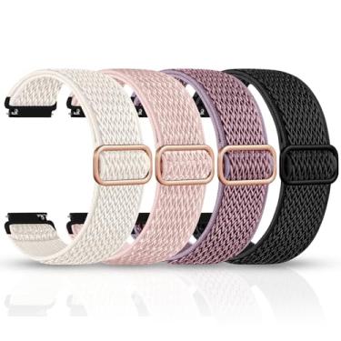 Imagem de Easuny Pacote com 4 pulseiras de relógio de nylon de 20 mm compatíveis com Garmin Vivoactive 6/5/3, Forerunner 165/55/570/245/35/45S/158/245M/645, Venu 3S/Venu Sq 2/, instinct 2S Solar, Samsung Galaxy