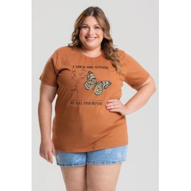 Imagem de T-shirt Feminina Plus Size 100% Algodão Estampada "UNDER HIS WINGS" - 