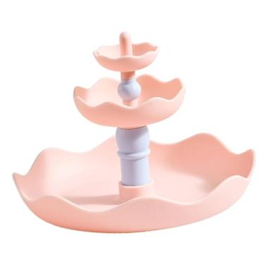 Imagem de YIJU Bandeja de Joias de 3 Níveis, Porta-Bijuterias Elegante e Multifuncional, Suporte para Anéis para Cômoda, Banheiro, Casamento e Aniversário, Rosa