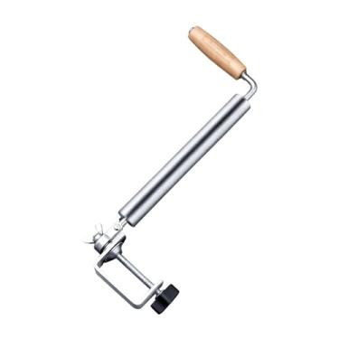 Imagem de IEUDNS Rolo de massa em aço inoxidável, criativo e compacto, com cabo de madeira e grampo para fixação na mesa, ideal para assar bolinhos, pastéis tortas.