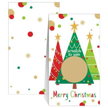 Imagem de Outus 50 Pieces Christmas Scratch Off Cards Stickers Christmas Hawaii Party Games Vouchers Festive Raffle Tickets Holiday Business Prize Drawings for Kids Adults Families Events Groups (Tree)