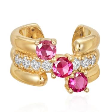 Imagem de MEVECCO Brinco de orelha sem piercing para mulheres, banhado a ouro 18 quilates delicados, cartilagem, prendedor de pressão, piercings falsos, minimalistas, argolas abertas, presentes, Sem pedra