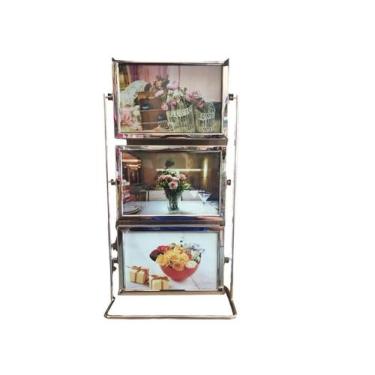 Imagem de Porta retrato de metal giratório vertical para 6 fotos 10x15cm - SANXI