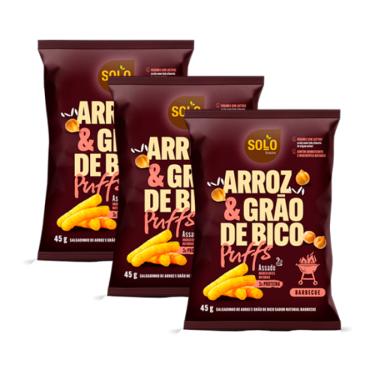 Imagem de Kit 3X: Snack Puffs Arroz e Grão de Bico Barbecue Solo Snacks 45g