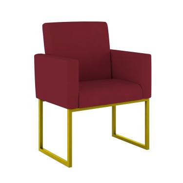 Imagem de Poltrona Decorativa Nina Suede com Base de Ferro Dourado
