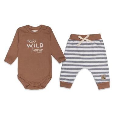 Imagem de Conjunto Bebê Menino Body/Mijão Marrom Wild Mini & Co-Masculino